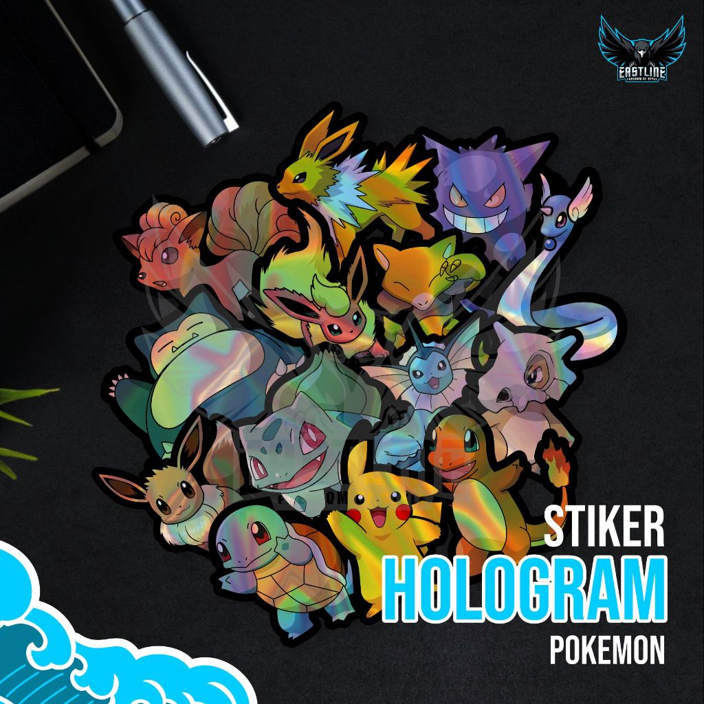 

Sticker Stiker Hologram Anime Pokemon Slayer Chibi Cute Lucu Laptop Motor
