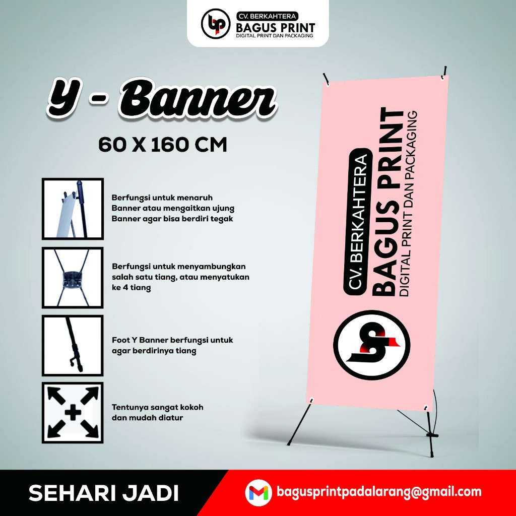 Spanduk Custom Y Banner Flexi - Wisuda, Wedding, & Usaha dengan Desain Gratis & Custom