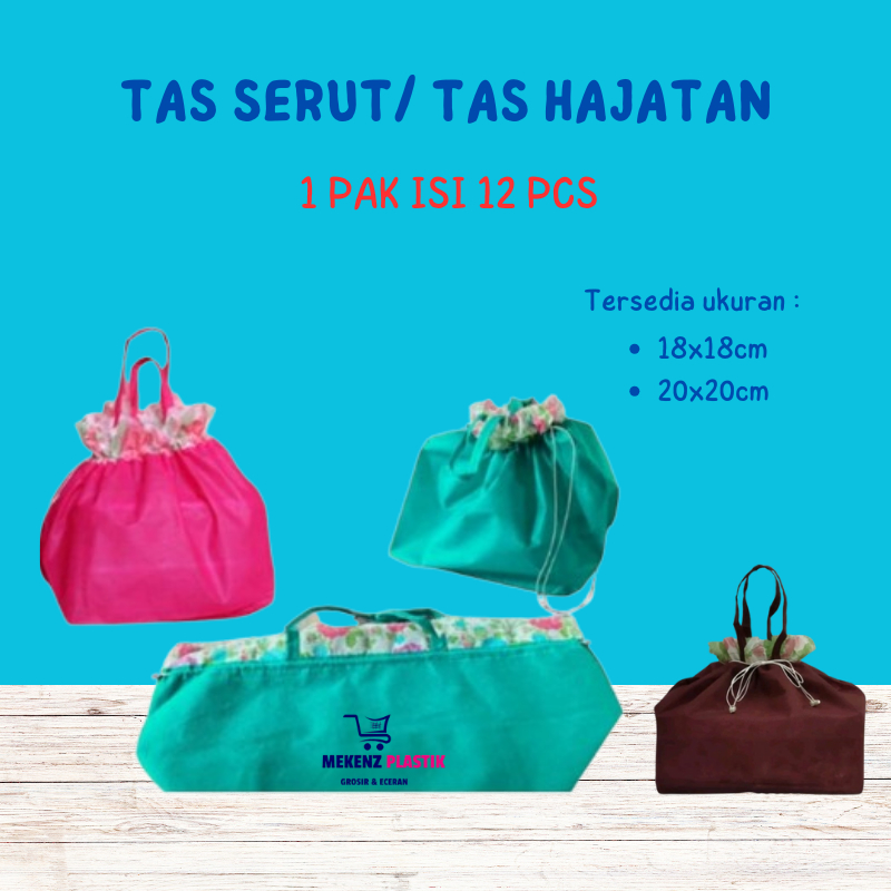 

Tas Serut Goodie bag Tas Hajatan Besek Bingkisan Ukuran 18x18 20x20 Isi 12 Pcs