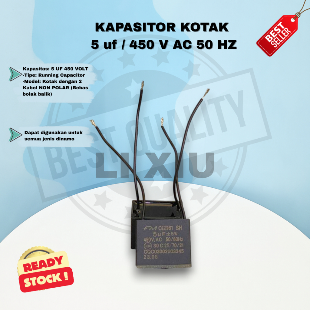 KAPASITOR KOTAK  5 uf / 450 V AC 50 HZ