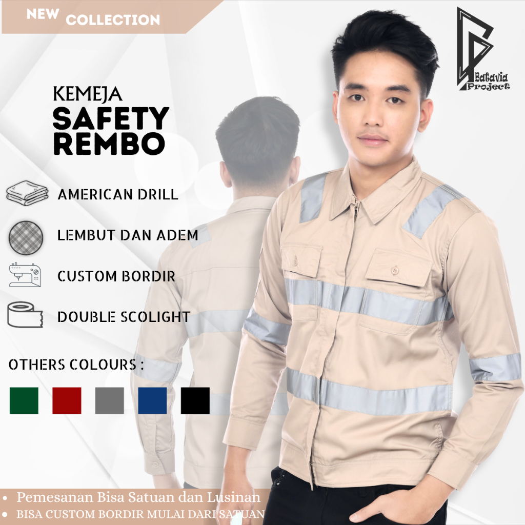 Baju Kemeja Wearpack Safety K3 Zipper Resleting - Pakaian Seragam Kerja Lapangan Tambang Proyek Kons