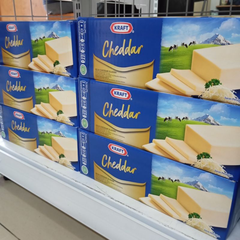 

Kraft Cheddar Premium 2kg Block Cheese Keju Parut Balok Besar Gondrong Bolu Brownies Kue Cake