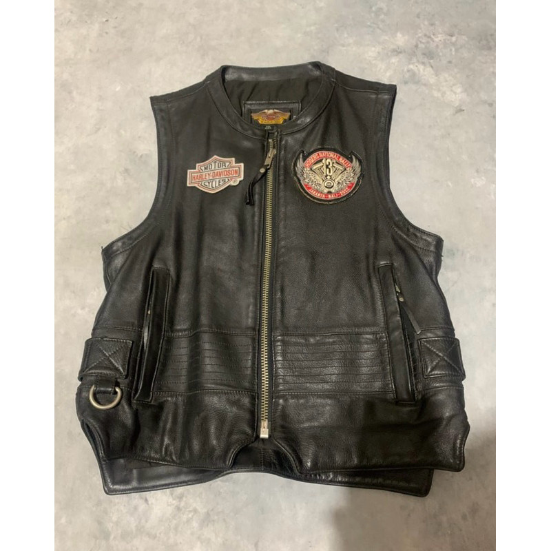 Rompi Kulit Asli Vest Kulit Sapi Asli Import HARLEY DAVIDSON Pria Moge HDCI Jaket Touring Riding Bik