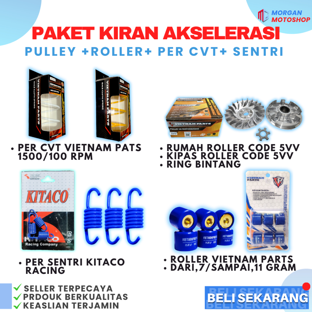 PAKETAN CVT Mio Karbu Mio Sporty Mio Smile Mio Soul Karbu Fino Karbu  Roller mio 6 PCS Upgrade cvt