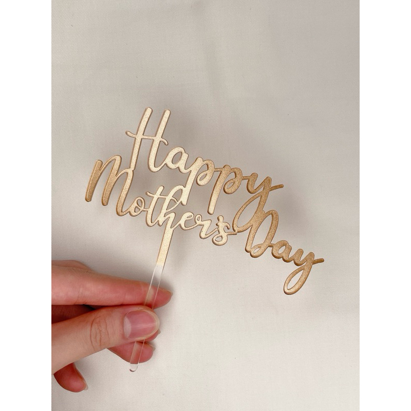 

Cake topper selamat hari ibu hari ayah happy mothers day happy fathers day size s akrilik emas