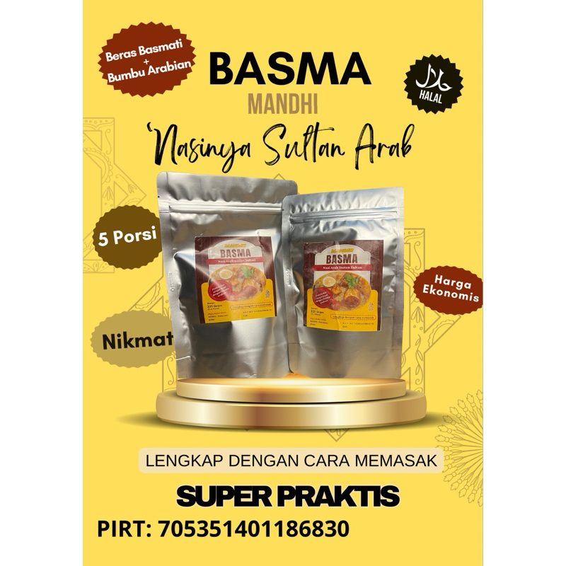 

Basma varian Nasi Mandhi Instan 225 gram dan 335 gram Bumbu Rempah Berkualtis Porsi Sedang