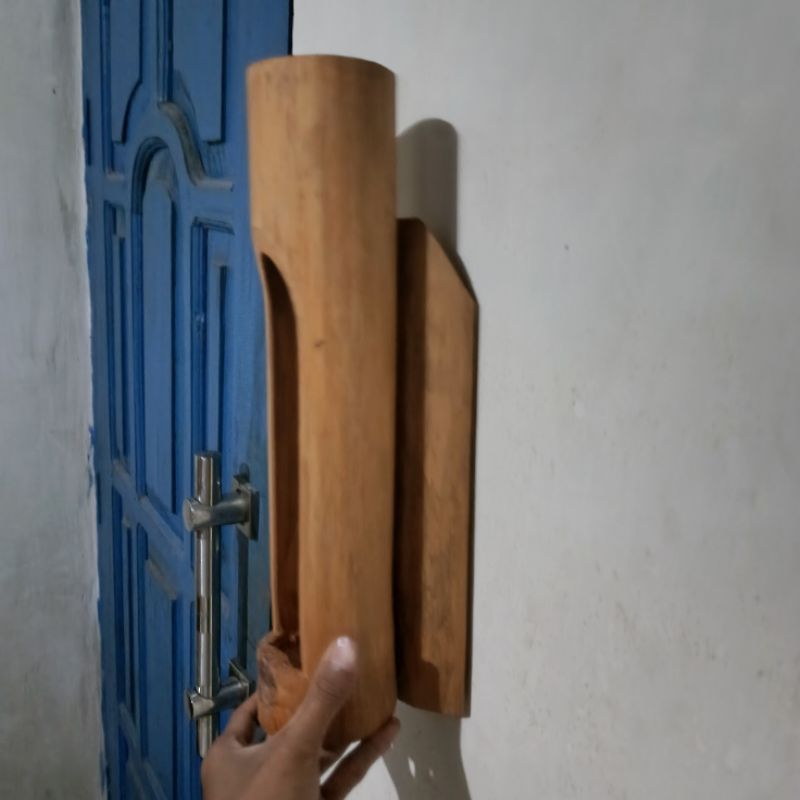 Dekorasi Dinding Tempat Lampu Tempel Bambu Panjang 35 cm