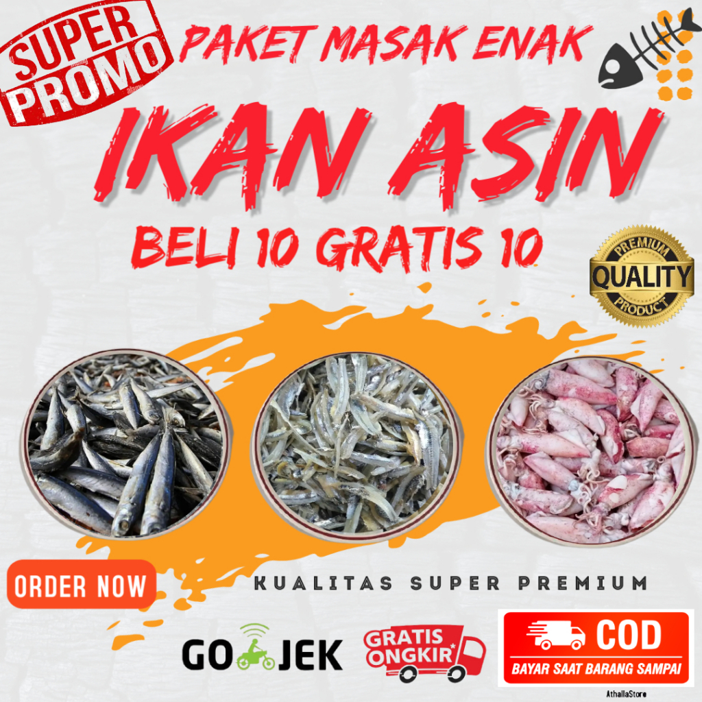

Aneka Ikan Asin Beli 10 Gratis 10 Khusus Jabodetabek Kemasan Non Vakum