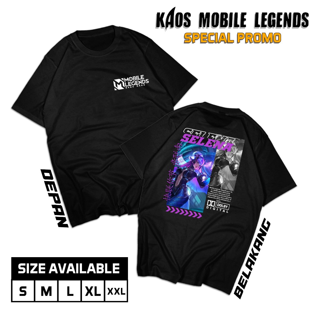KAOS STREETWEAR MOBILE LEGENDS HERO SELENA KAOS DEWASA UNISEX COMBED