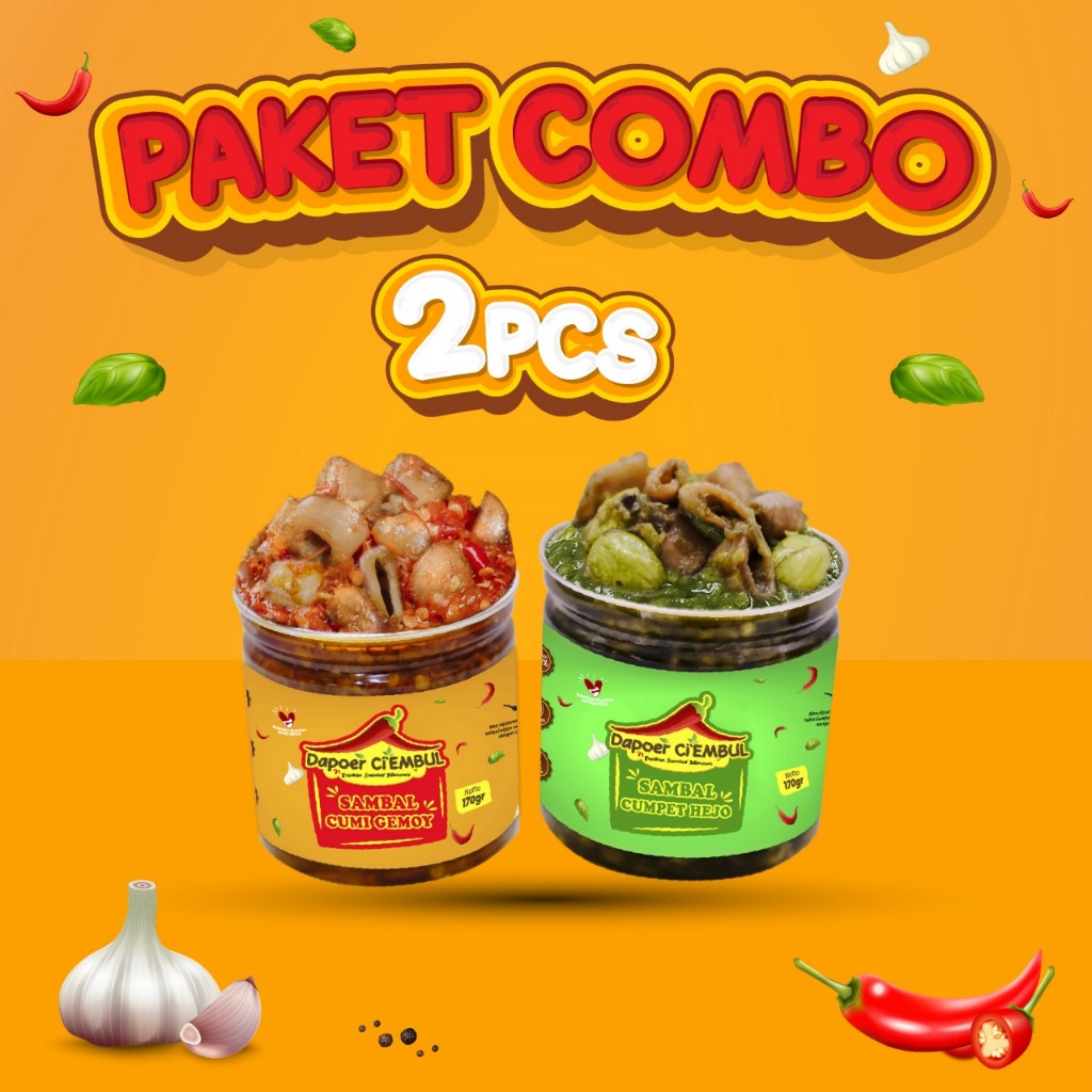 

Dapoer Ci'Embul - PAKET COMBO (Cumi Gemoy+CumPet Hejo) - 170 Gr - Sambal Kemasan