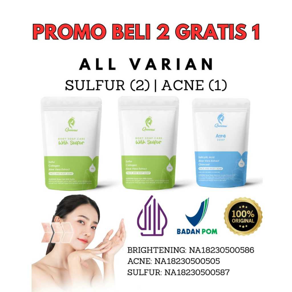 QUEENSI SOAP BELI 2 SULFUR GRATIS 1 ACNE