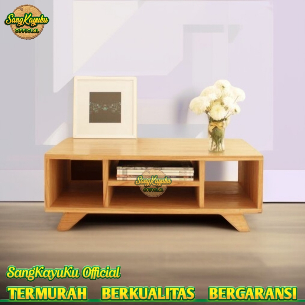 SangKayuKu Meja tv minimalis modern murah rak tv stand rak serbaguna kayu asli rak susun serbaguna M