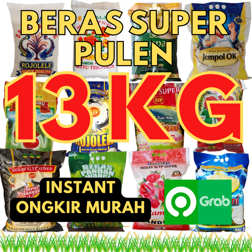 

(INSTANT ONGKIR MURAH) PROMOO BERAS SUPER PULEN 13 KG ARENA SEMBAKO CIKARANG