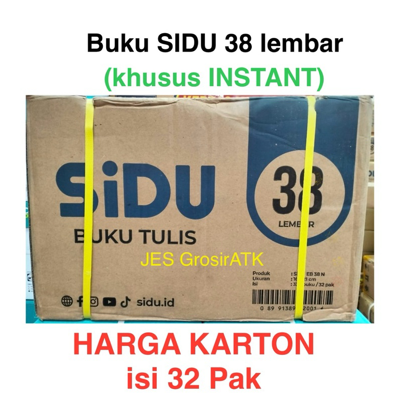 

(KARTON) Buku Tulis SIDU 38 lembar KARTONAN isi 32 Pak (khusus INSTANT)