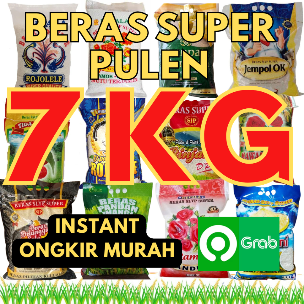 

(INSTANT ONGKIR MURAH) PROMOO BERAS SUPER PULEN 7 KG ARENA SEMBAKO CIKARANG