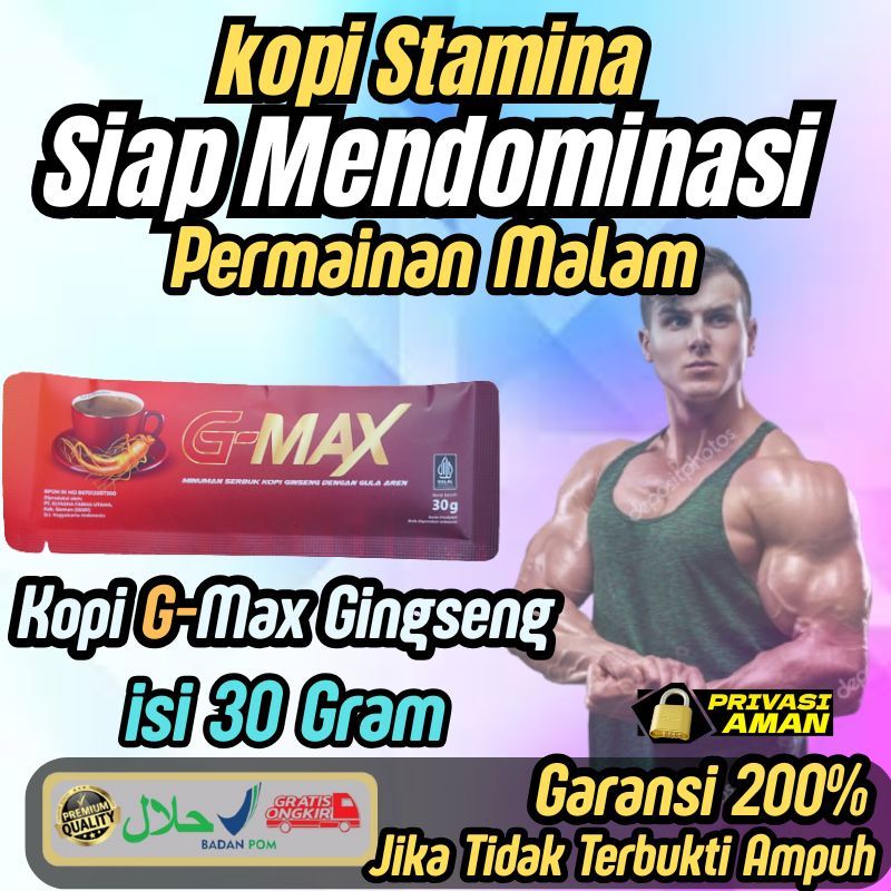 

BERSINAR TEMBUS KOPI G-MAX SASCHET 30 GRAM STAMINA PRIA KUAT TAHAN LAMA HALAL BPOM JAMU KUAT MINUMAN ENERGI