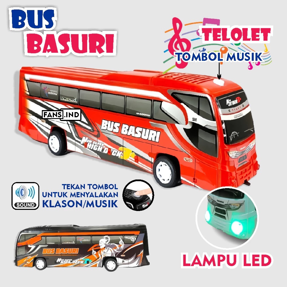 Mainan Bus Telolet Basuri Mainan Anak Laki Laki 5 Tahun Mobil Mobilan Bis Viral Musik Jumbo Mini
