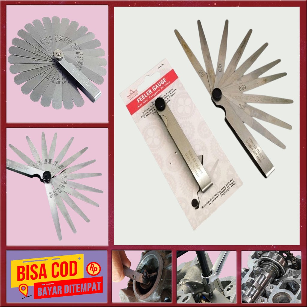 Feeler Gauge Alat Penyetel Pengukur Setelan Klep Mobil & Motor