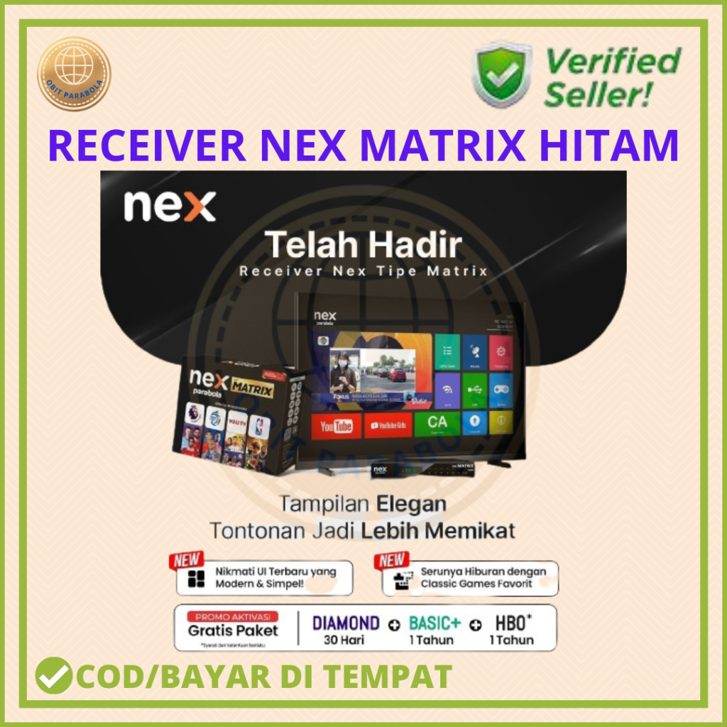 RECEIVER NEX PARABOLA MATRIX HITAM TERBARU DENGAN FITUR TERLENGKAP