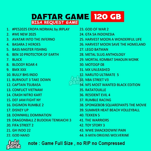 Harddisk Eksternal PS2 120GB Full Bisa Request