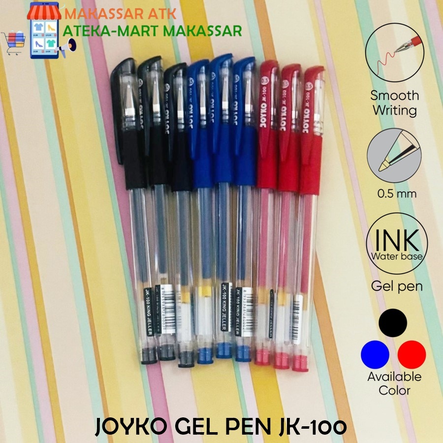

[1 PCS] JOYKO GEL PEN JK-100 HITAM BIRU MERAH