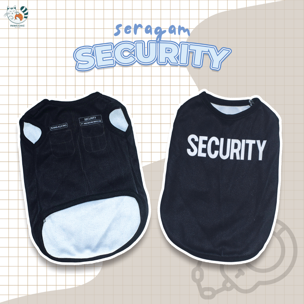 Baju Kucing Lucu Murah Kaos Seragam Security Bisa Custom Nama untuk Kelinci Monyet Kucing Anak Kambi