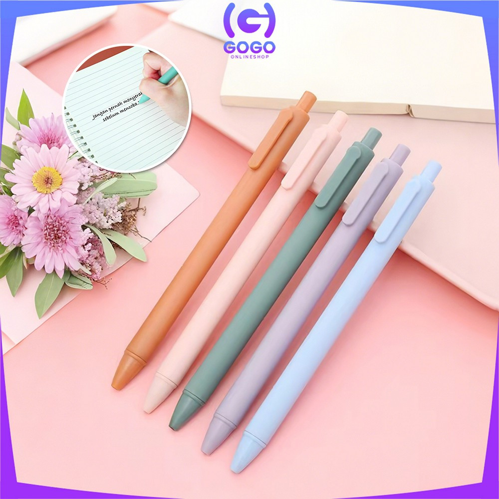 

GOGO-A120 Pena Cetekan Macaroon Pulpen Warna Pastel Tinta Hitam Alat Tulis Sekolah Kantor / Pulpen Warna Warni Bolpoint Gel Polos