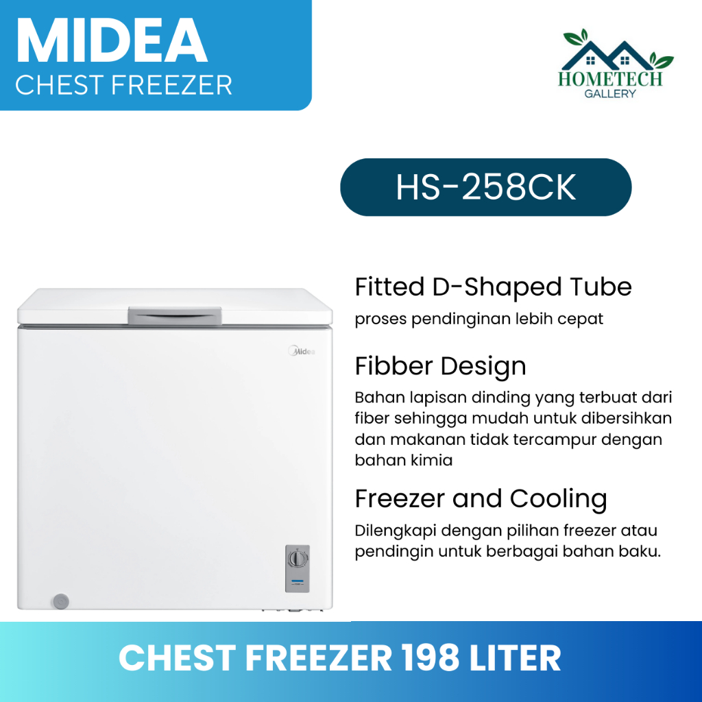 Chest Freezer Midea 200 Liter Cooler Box - HS-258CK