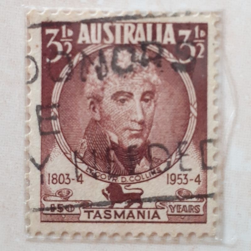 

(AT1) Perangko Australia 150th Anniversary of Settlement of Tasmania Lt. Governor D. Collins Tahun 1953