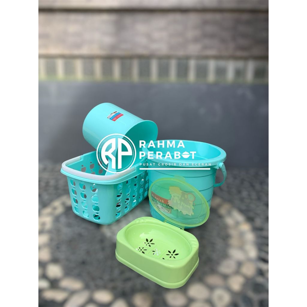 PAKET HEMAT Super  Alat kamar mandi  pink , Alat dapur Biru , Alat dapur Hijau Cantik elegan