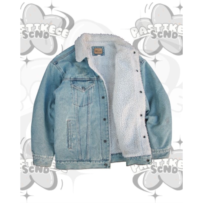 WHO.A.U TRUCKER DENIM JACKET SHERPA BOXY
