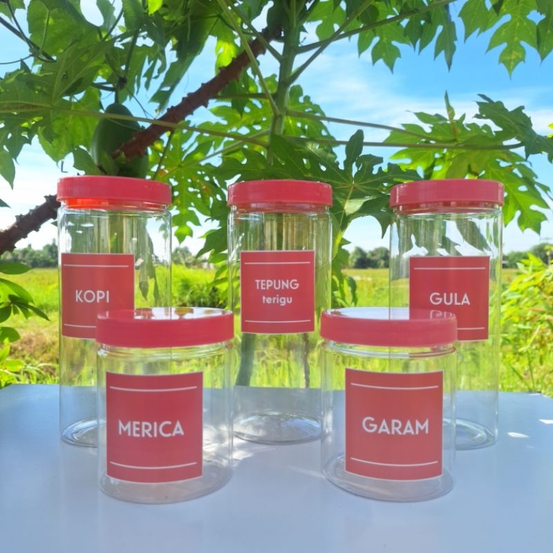 Toples Plastik Tempat Bumbu Dapur Warna Pink Peach Model Minimalis