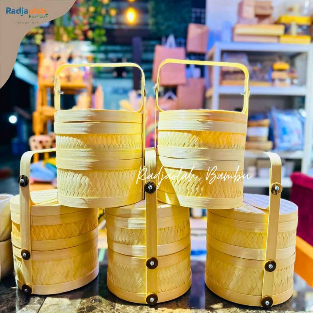 Tenong / Rantang bambu JUBUNG Susun 2 / tempat bingkisan / Tempat makanan / Tempat wadah Piknik / Wa