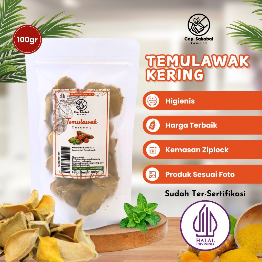 

100gr Temulawak Kering / Dried Java Turmeric / Rempah / JSR 100% PREMIUM