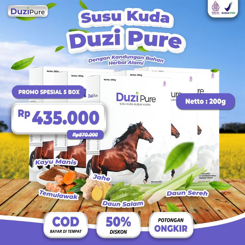 

PAKET 5 BOX SUSU KUDA DUZI PURE DIJAMIN ORIGINAL HALAL BPOM