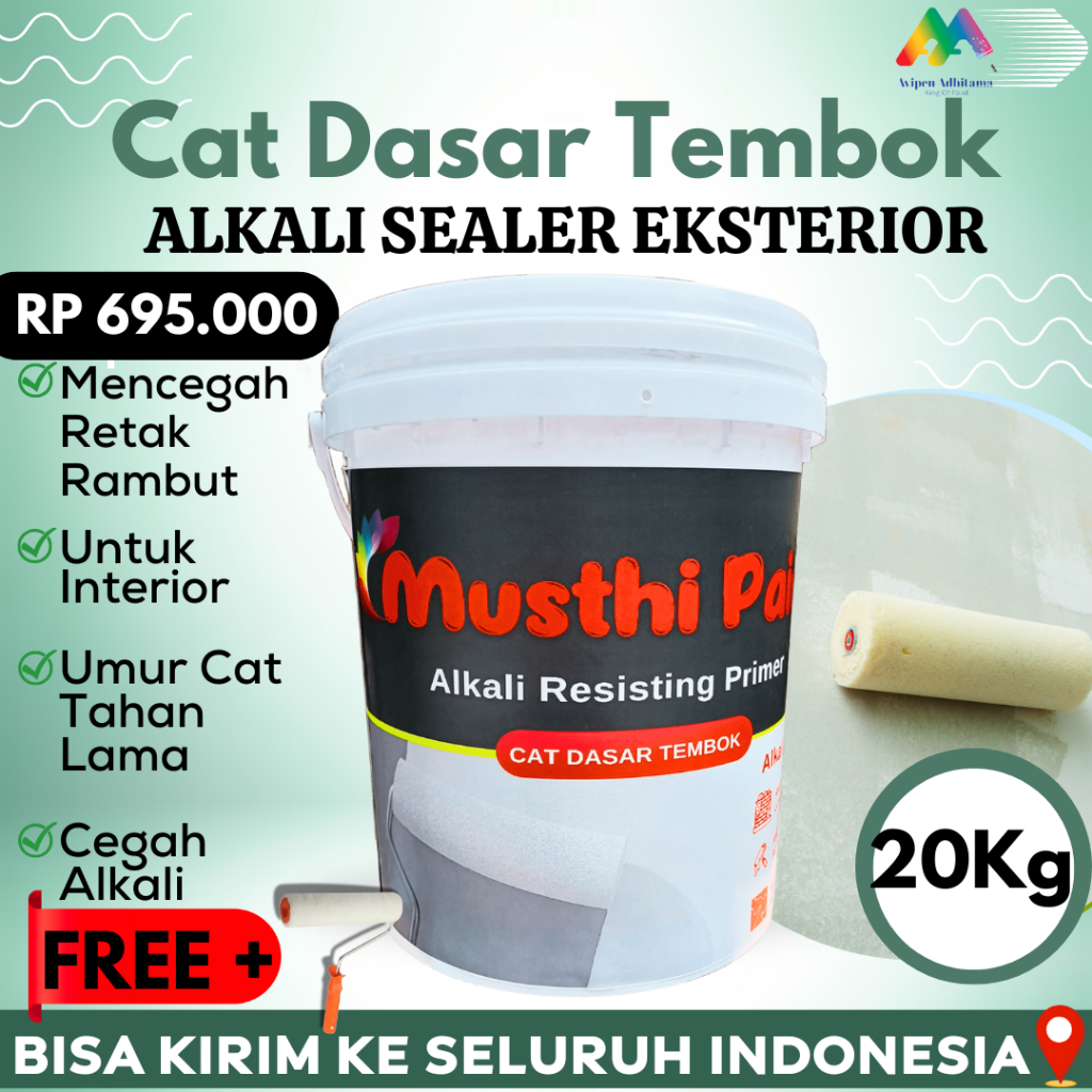 Cat Dasar Tembok Alkali Sealer Eksterior Musthi Paint 20 Kg Cat Alkali Sealer
