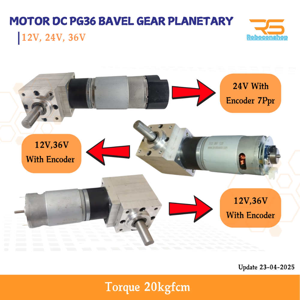 Motor DC PG36 12V,24V,36V BAVEL GEAR PLANETARY GEARBOX ENCODER