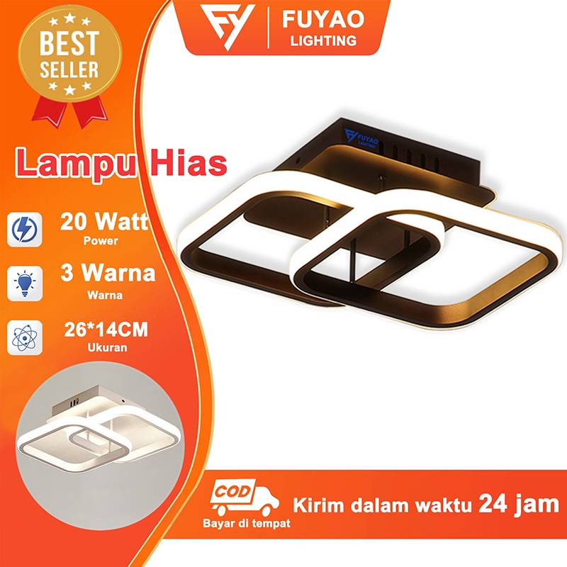 FUYAO LIGHTING Lampu Hias Plafon LED 3 Warna Model Kotak