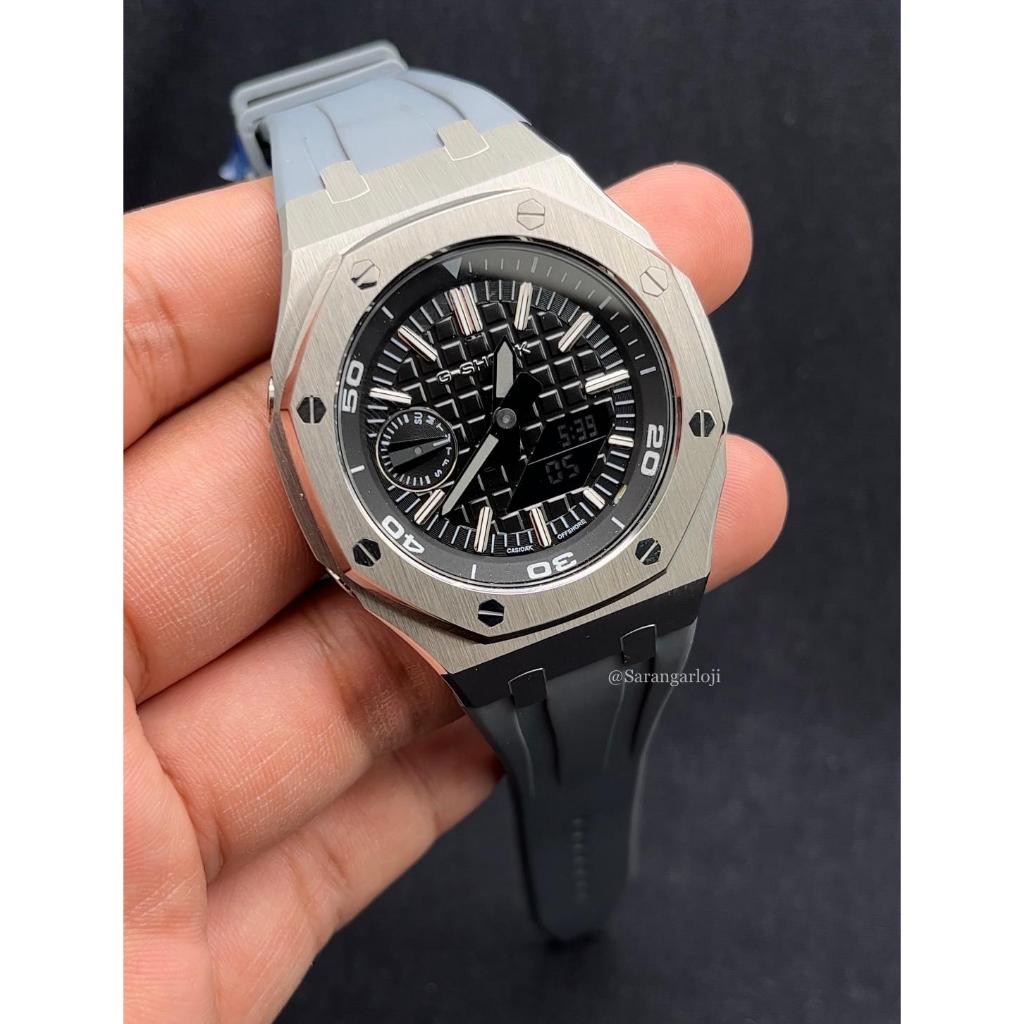 Casio G-SHOCK GA-2100 g-shock ga2100 MOD Custom Silver Grey Rubber