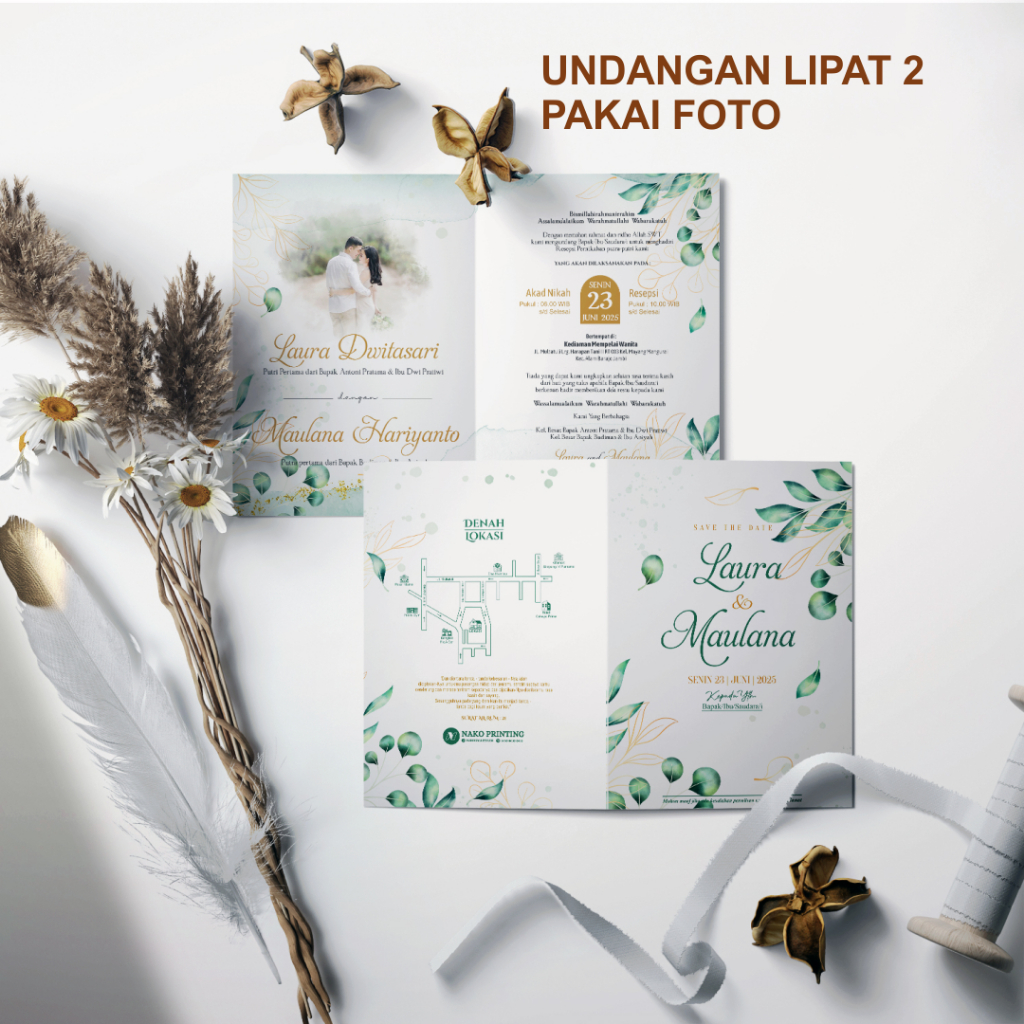 UNDANGAN PERNIKAHAN LIPAT 2 MURAH PAKAI FOTO