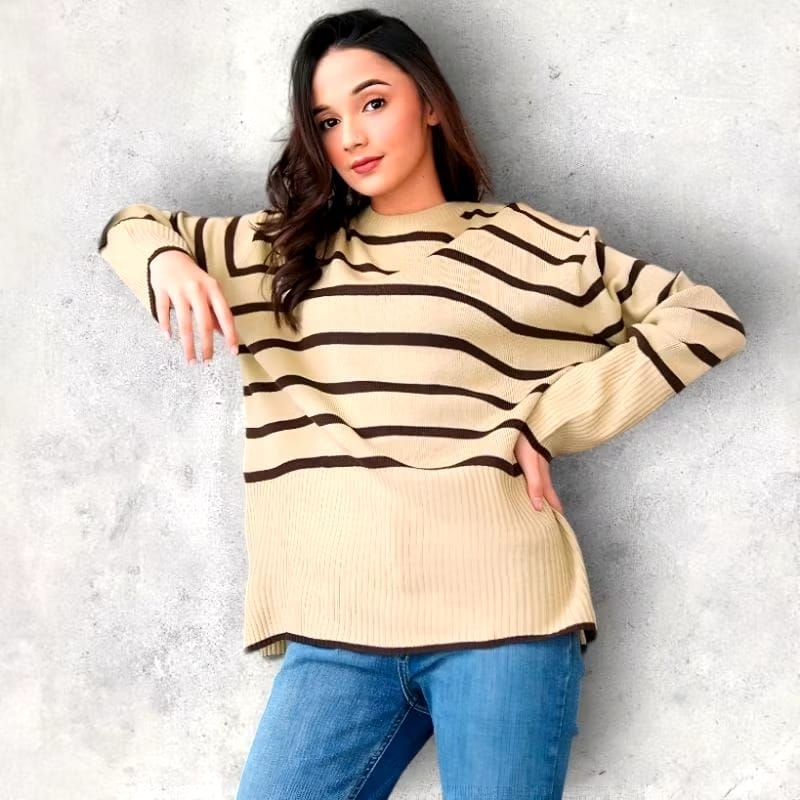 Maudy sweater rajut premium||garis garis sweater knit oversize