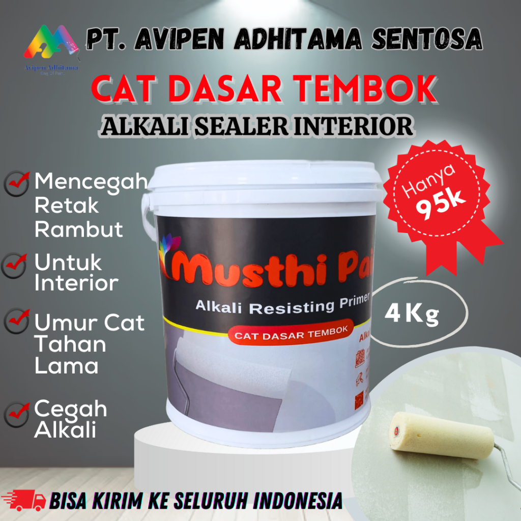 Cat Dasar Tembok Alkali Sealer Interior Musthi Paint 4 Kg Cat Alkali Sealer