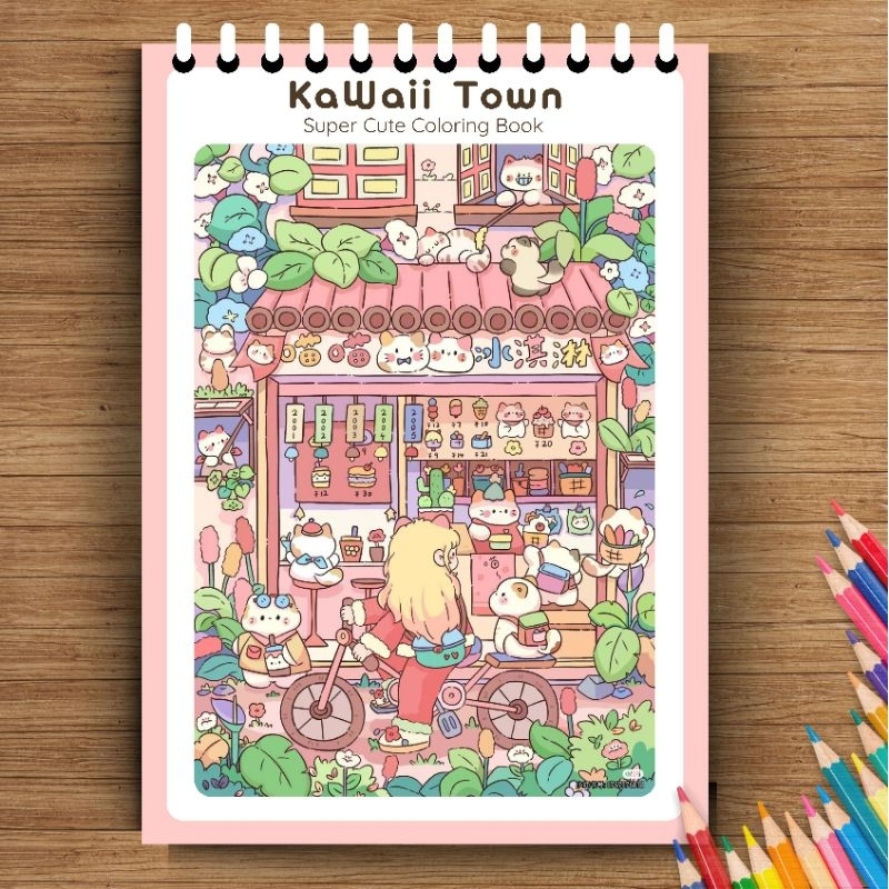 KAWAII TOWN COLORING BOOK | COLORING BOOK FOR ADULTS | BUKU MEWARNAI ANAK | COLORING BOOK AESTHETIC 