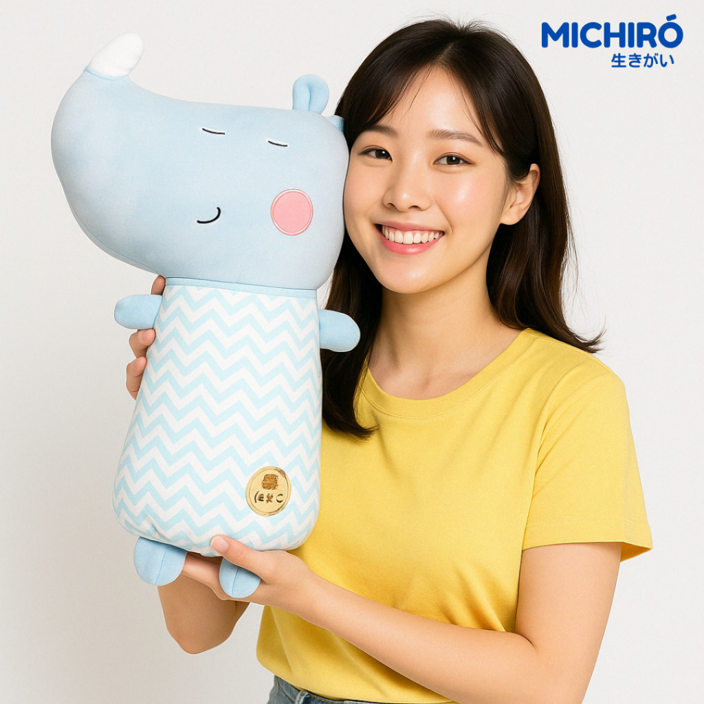 MICHIRO Bantal Kursi Boneka Bantal Kepala Bantal Senderan Lembut UltraSoft Rhino Japan Plush
