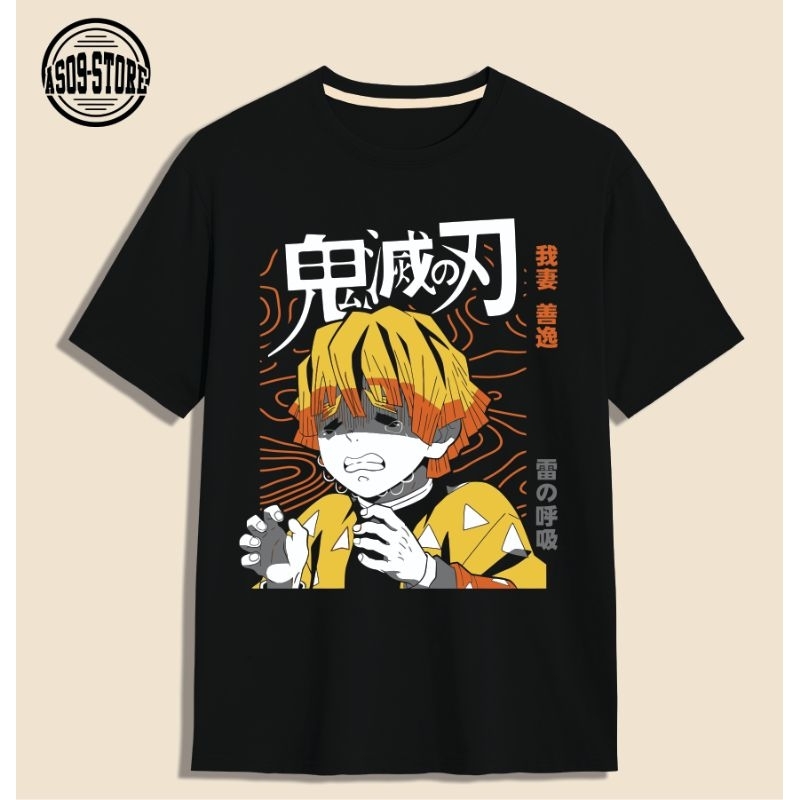 Baju kaos tshirt Demon slayer Zenitsu Agatsuma kimetsu no yaiba