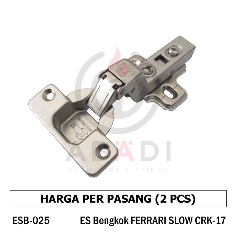 Engsel Sendok Full Bengkok Ferrari CRK-17 Slowmotion Pintu Kabinet