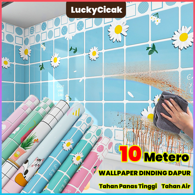 wallpaper dinding dapur（60CM×500CM) sticker dapur anti minyak tahan air, minyak, ada perekat, tahan 