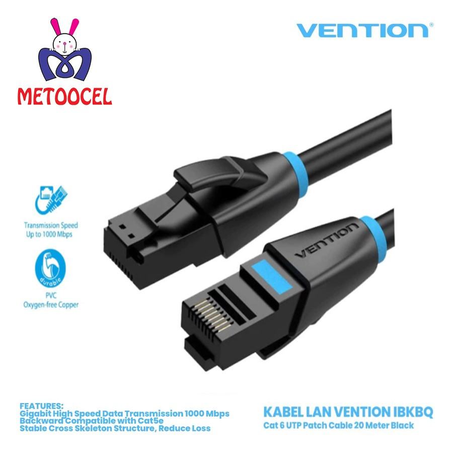 KABEL LAN VENTION IBKBQ Cat 6 UTP Patch Cable 20 Meter Black