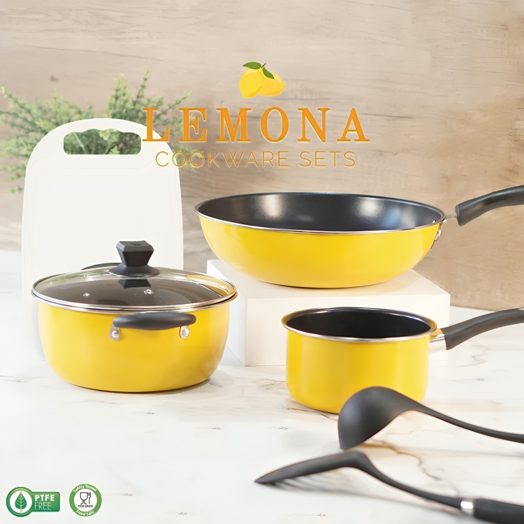 Panci Anti Lengket 7pcs + Tutup Kaca Lemona - Asta