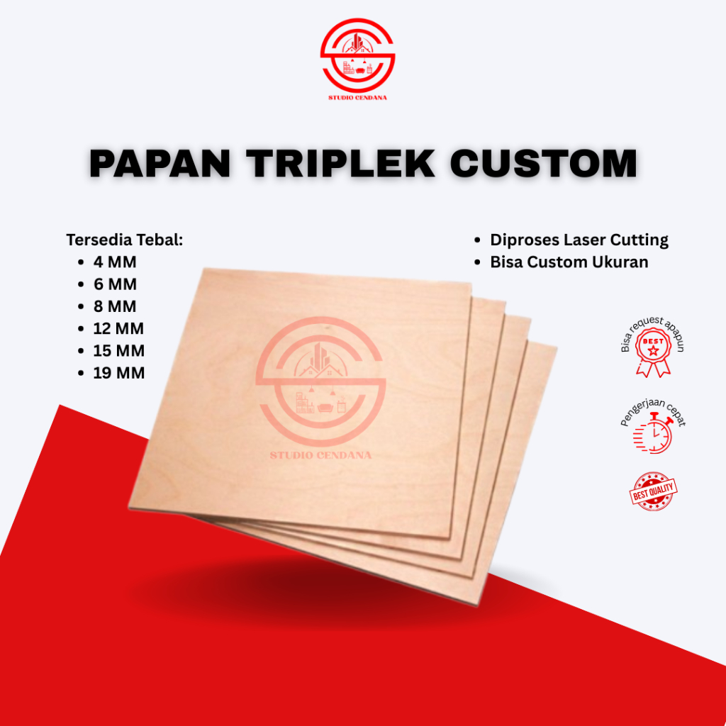 Papan Triplek Multiplek Potongan Custom